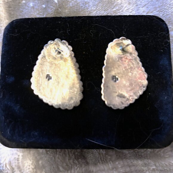 Native American Sterling Silver Turquoise Post Earrings - Picture 3 of 4